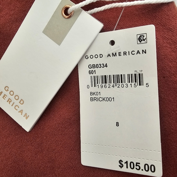 Good American Slit Shoulder Cut Out Longsleeve Bodysuit Sweater Thong SZ 8 Rust - Picture 7 of 16